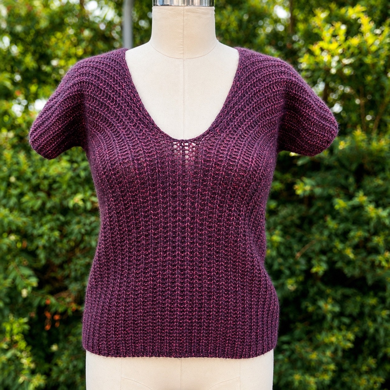 90s Vintage Emporio Armani Knit Sweater Us 8 Made In Italy Burgundy Open V-Neck